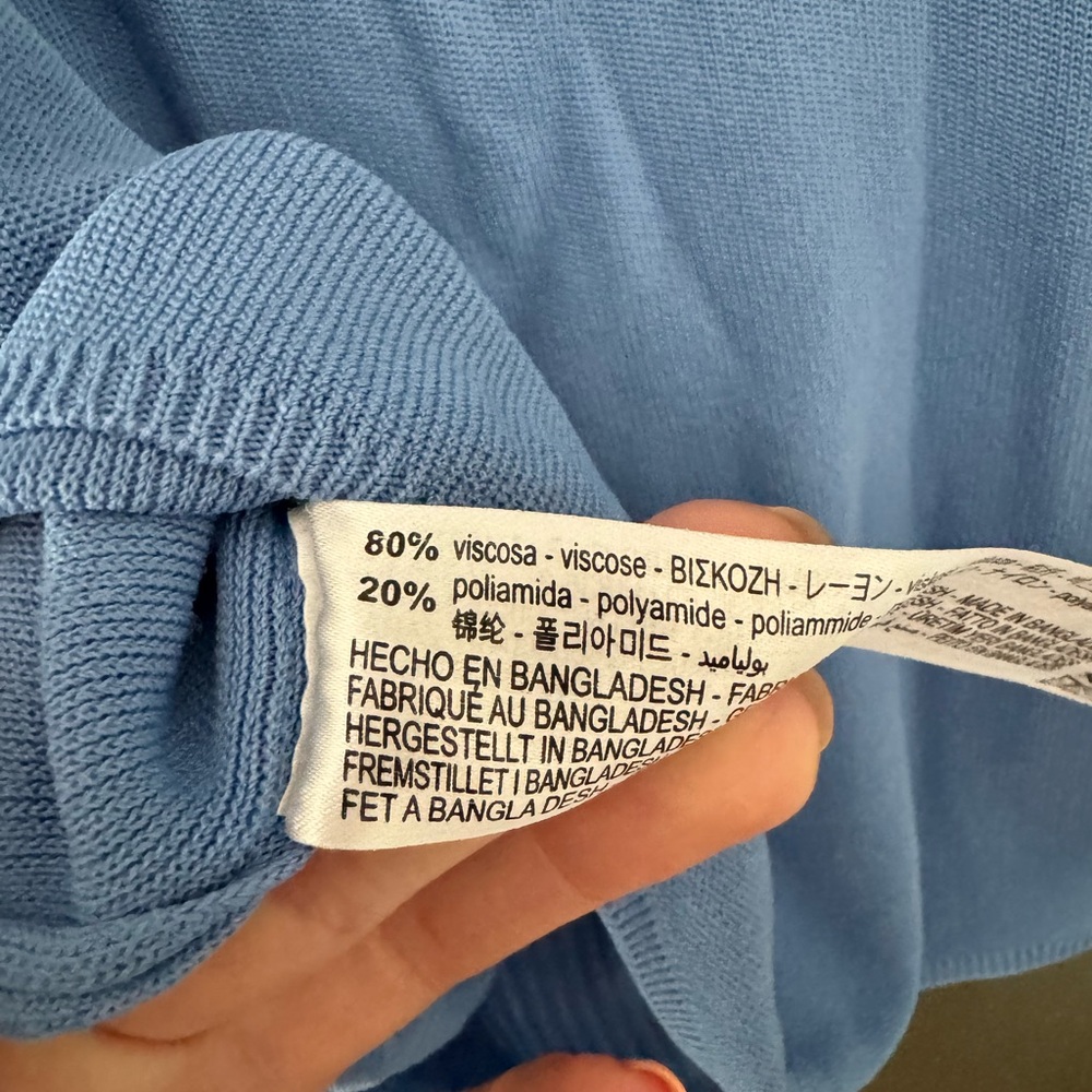 Zara Light Blue Ribbed Tank Top - Picture 4 of 4